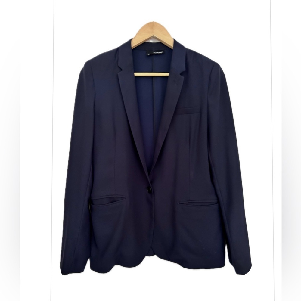 The Kooples Women's Crepe One Button Collared Structured Navy Blue Blazer small